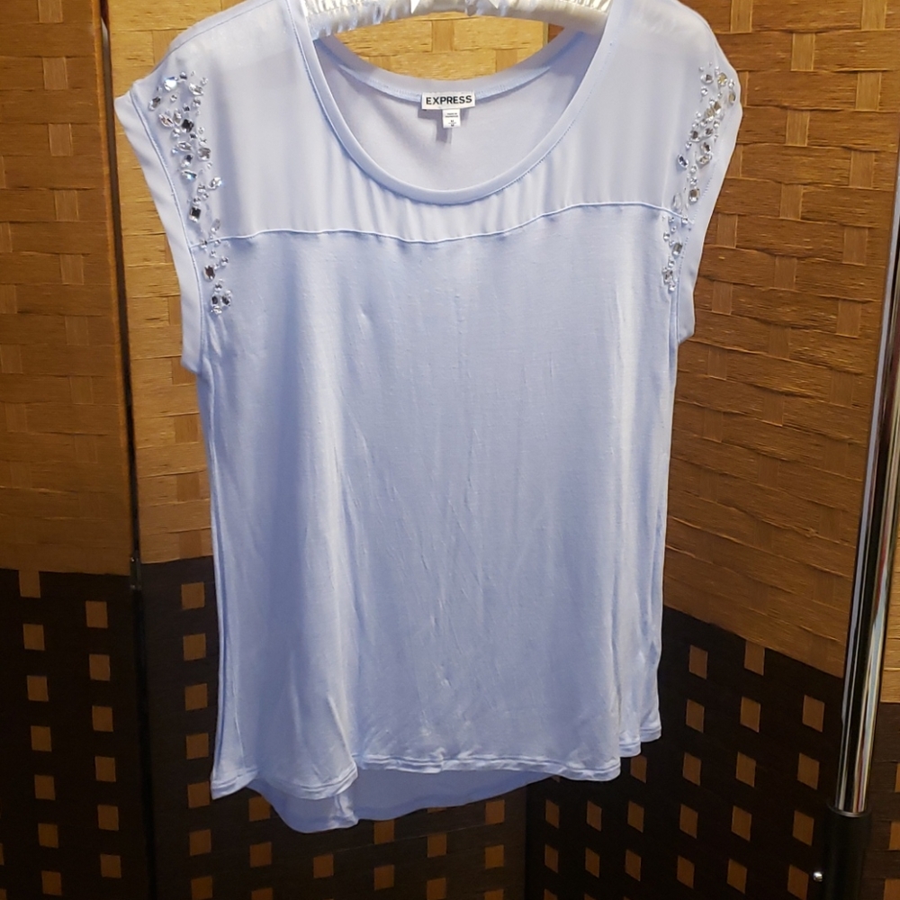 EXPRESS Jeweled 💎 And Partial Sheer Top sz M